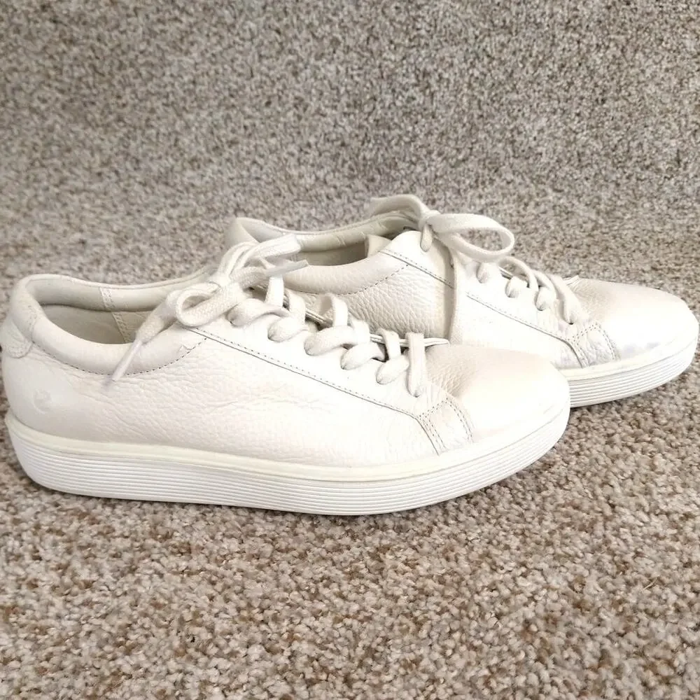 Ecco White Leather Low-Top Sneakers